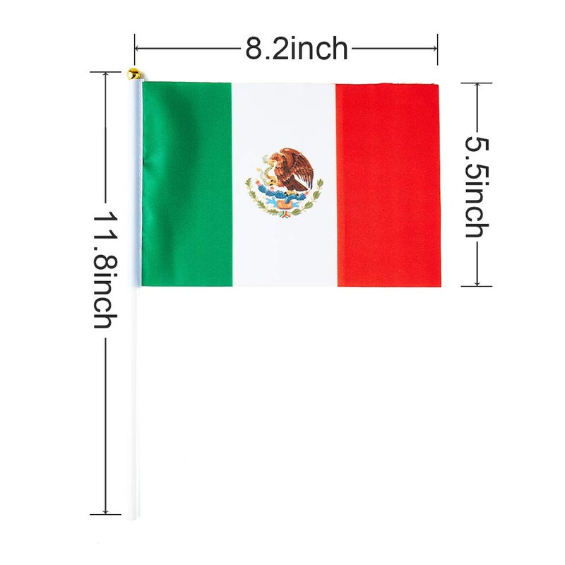 mflagperft Mexico Flag Mexican Flag, Small Mini Handheld Mexico Flags on Stick, Ideal for Party Parades Sports Events Patriotic Festival Decorations - Image 3